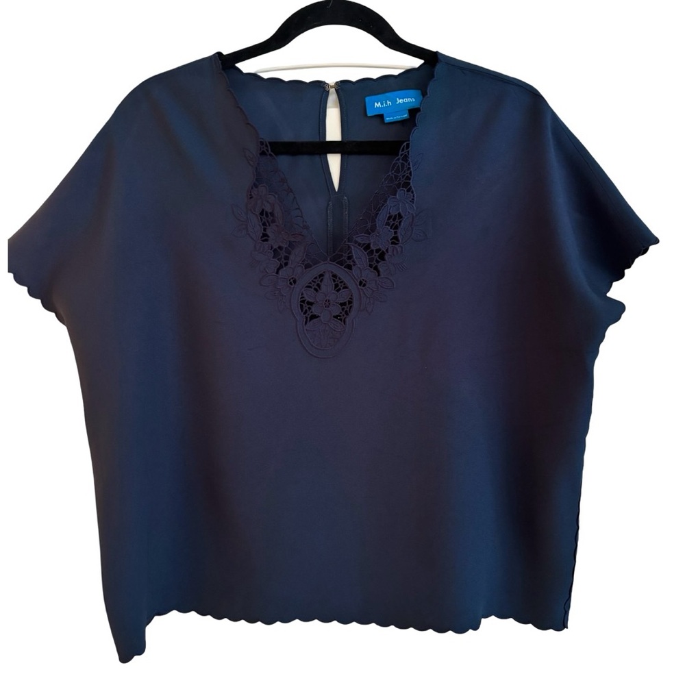 M.i.h. Jeans Navy Blue Crepe Top